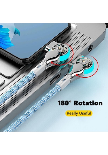 Vaorlo Çift 180 Dönebilen Şarj Kablosu Naylon Veri Kablosu Tip-c 65w Hızlı Şarj Xiaomi Huawei Telefon Hattı İçin