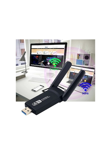 Grc Accessory AC1300  Mbps Dual Band USB 3.0 Kablosuz WI-FI Alıcı Adaptör