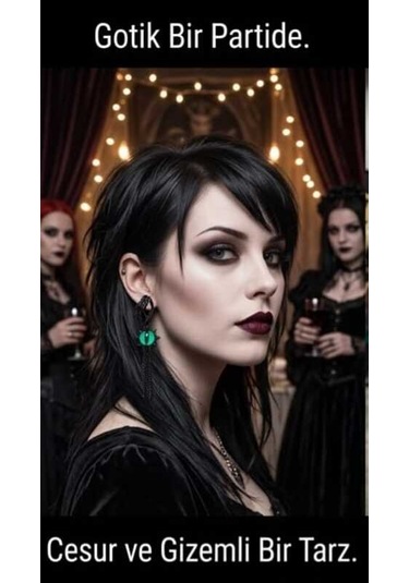 Dükkan Design Demon Eye Küpe Siyah - Yeşil
