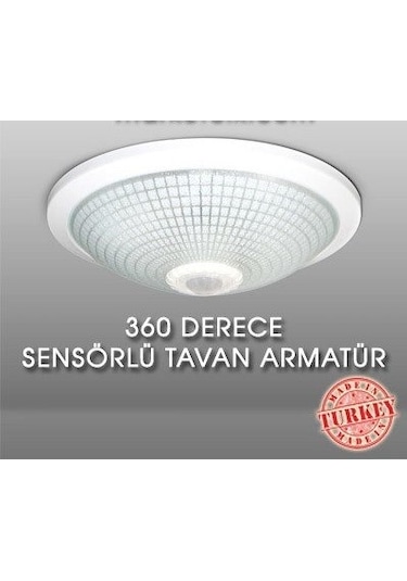 360° Hareket Sensörlü Tavan Armatürü Lamba Çift Duylu Diğer