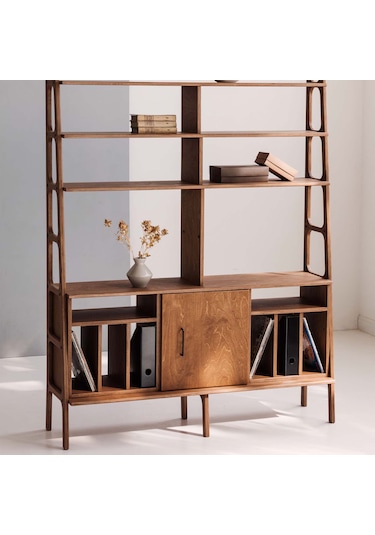 Woodesk Branch, Ahşap Kitaplık Ve Raf Ünitesi, 190x140, Tik Renk