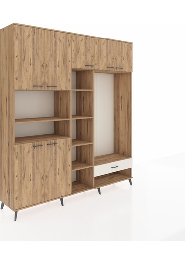 Hyperion Dolap 11 Raflı Tek Çekmeceli 7 Kapaklı 220x44x243 Çam-çam/aytaşı Atlas Çam/aytası