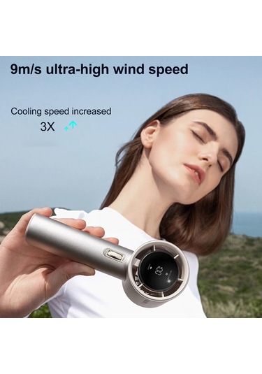 Maiyame El Tipi Portatif Fan, 199 Hız Seviyesi Ayarlı, 9m/s Hava Hızı, 3500mah Pil İle 15 Saat Süre, Dijital Ekran, Tam Alüminyum Gövde, Açık Pembe