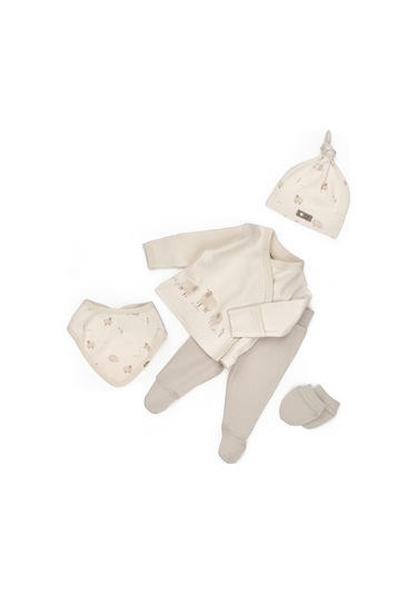 Bebek 5'li Set %100 Organic Pamuk Yenidoğan Serisi - Csy8189 Krem