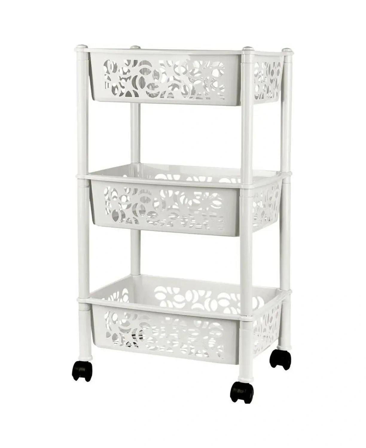 Keeplex 3 Bölmeli Tekerlekli Katlı Raf 146123333 Beyaz