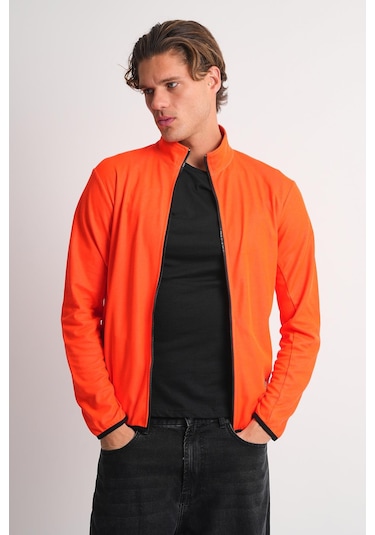 Alexandergardı Dik Yaka Cepli Fermuarlı Sporcu Hırka Turuncu