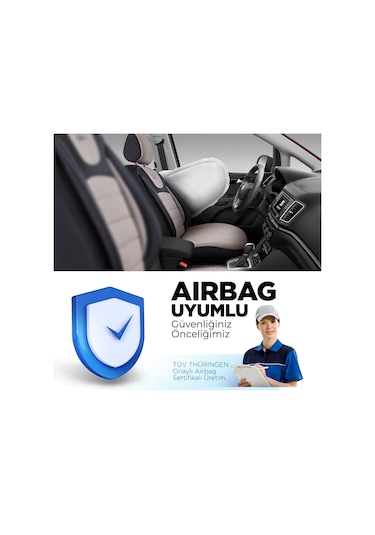 Panda Prestij Serisi Dokuma Kumaş Oto Koltuk Kılıfı Bej - Siyah