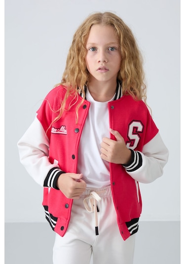 Tommy Life Viva Kırmızı Pamuklu İçi Tüylü Yumuşak Dokulu Standart Fit Nakışlı Kız Çocuk Kolej Ceket - 75163 Kırmızı