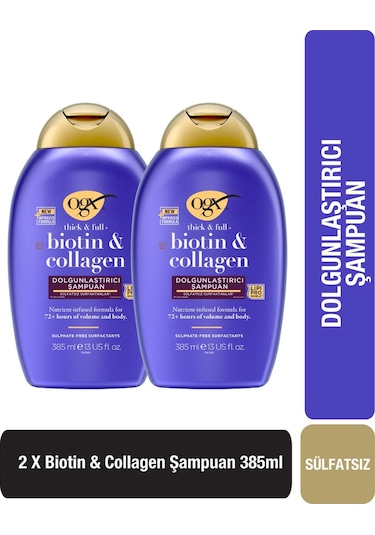 OGX Dolgunlaştırıcı Biotin & Kolajen Sülfatsız Şampuan 2 x 385 ML