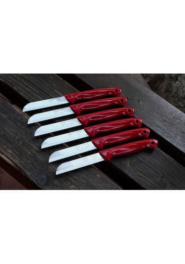 Solingen Simli Tırtıklı Sebze Meyve Bıçağı 6 Adet Karışık Renk