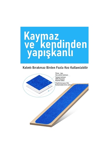 Halifleks Yapışkan Tabanlı Merdiven Basamak Paspası Rip Halı Kaymaz Tabanlı - Lacıvert Lacıvert