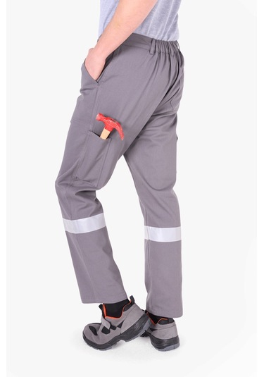 Reflektörlü Harman İş Pantolonu Gri