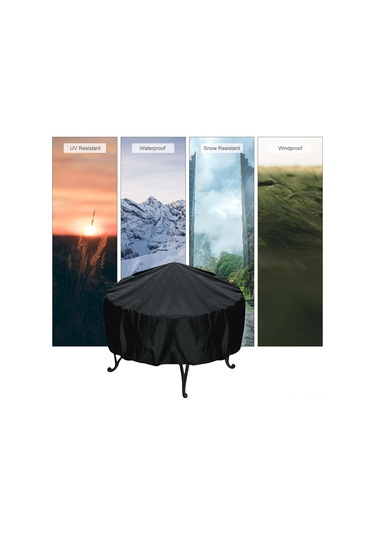 Jeehugo Koyu Siyah Dairesel Mangal Koruması, Oxford Kumaş, Su Ve Toz Proof, 112 Cm Çap, Ayarlanabilir İp İle Rüzgar Dayanıklı, Bahçe/çevreye Uygun Siyah
