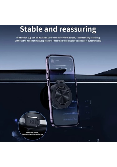Gateesat Siyah 360 Derece Donen Manyetik Araba Telefon Tutucu Vakumlu Guclu Mıknatıs İphone Android