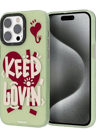 Iphone Uyumlu 15 Pro Max  Kılıf Magsafe Şarj Özellikli Youngkit Happy Hearth Serisi Kapak Kırmızı Kırmızı