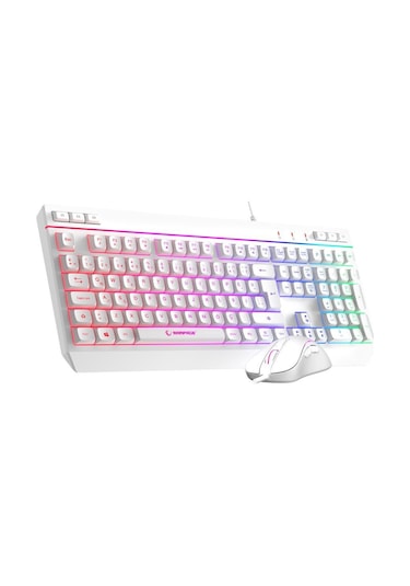 Rampage Km-r57 Seraphic Beyaz Rgb Klavye , 12800 Dpı Mouse + 30 25cm Mousepad Gaming 3lü Set Optik