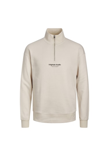 Jack & Jones Dik Yaka Yarım Fermuarlı Sweatshirt - Vesterbro 12241777 Moonbeam Yeşil