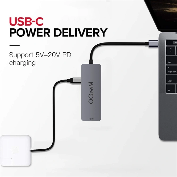 Sones Qgeem Uh04-1 4'ü 1 Arada Usb 3.0 Çok İşlevli Tip-c Uzatma Hub Adaptörü Gümüş Gri