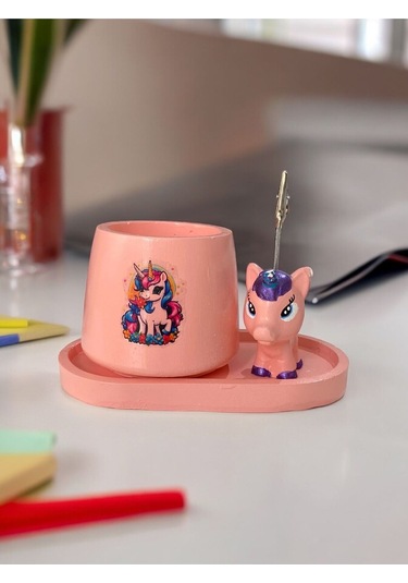 Pembe Unicorn Not - Fotoğraf Tutuculu Hediyelik Set Şeker Pembe