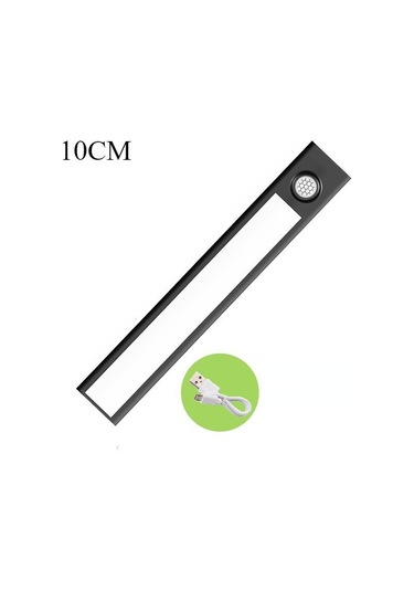 Siyah Gece Lambası Led Işık Dolap Altı Işığı Hareket Sensörü Dolap Işığı Usb Şarj Edilebilir Mutfak Aydınlatma Lambası Dolap Lambası 10cmx2pcs Siyah
