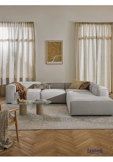 Most Mollis Pro 4 Modül Sağ Köşe Koltuk Takımı 32 Gri Keten Kumaş