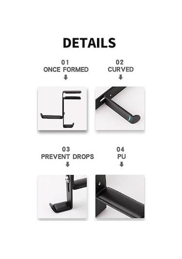 Pazly Klipsli Kulaklık Tutucu Braket, Metal Duvar Askısı, Ayarlanabilir Kancası, Bilgisayar Standı İçin