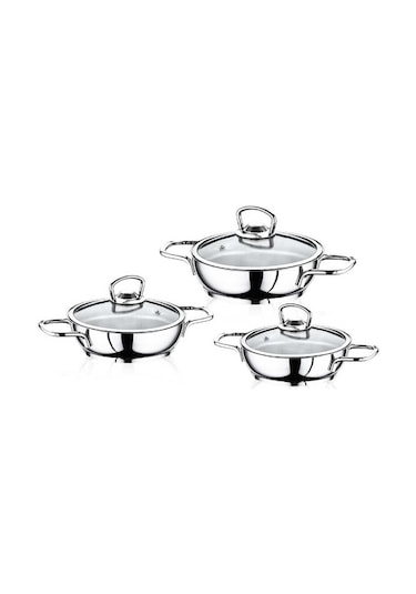 Safinox Eva 6 Parça Tel Kulplu Omlet Çelik Sahan Seti 16-18-20 CM