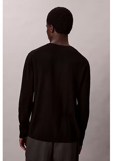 Erkek Regular Fit Merinos Yünü Triko Kazak - Siyah Black