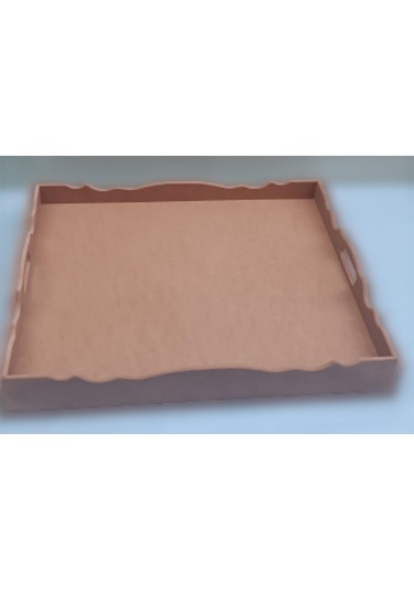 Hobi Dekoratif Tepsi Ayaklı Dikdörtgen Ham Ahşap Mdf Model El Yapımı