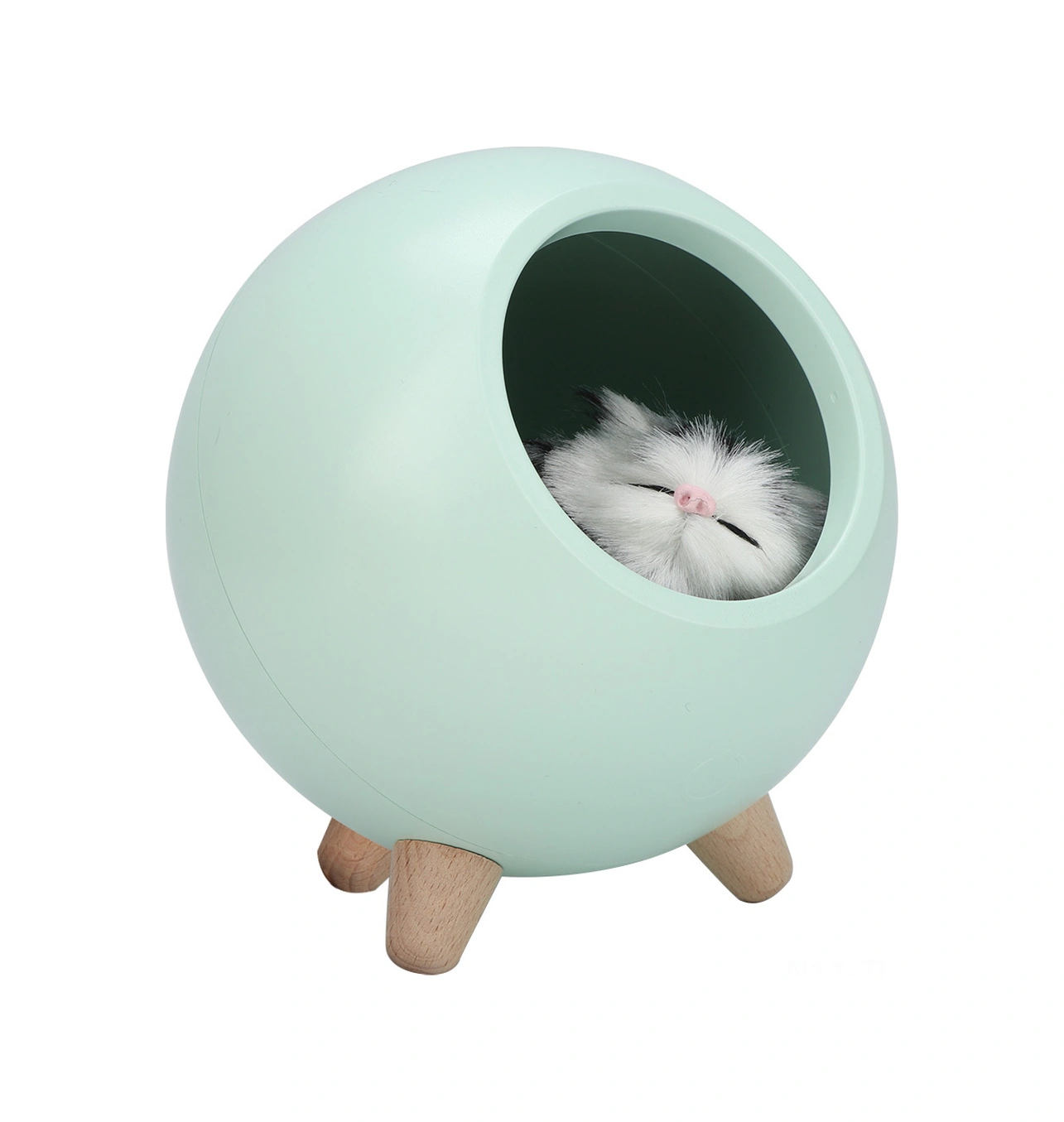 Hombey Yeşil Kedi Ev Desenli Usb Şarjlı Led Gece Lambası - Dokunmatik Parlaklık Ayarlamalı, 2 Saat Otomatik Kapatma, İç Batarya, Ambiyans Aydınlatma, Hediye Ideali Yeşil