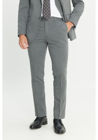 Erkek Grı Slim Fit Dar Kesim Mono Yaka Takım Elbise Gri