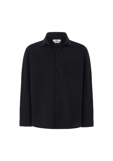 Siyah Regular Armürlü Klasik Yaka Gömlek-33476 Siyah