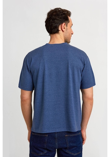 Bisse Basic Oversize İndigo Melaj Erkek T-shirt Ts2410n24199 D103 İndigo Melanj