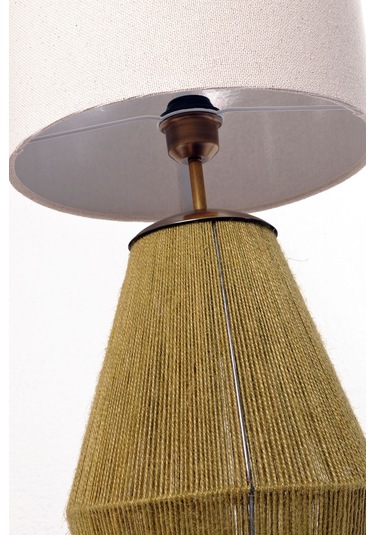 Buldan Bezi Başlıklı El Yapımı Yeşil Jüt Abajur Yeşil