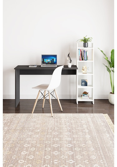 Kitaplıklı Fonksiyonel Çalışma Masası Antrasit Gri- Beyaz Beyaz - Gri