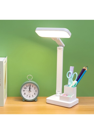 3 Renkli Kalemlikli Telefon Tutuculu Masa Lambası Okuma Işığı Çok Renkli