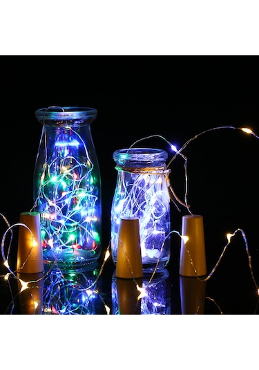 Moveevo Ip65 Su Geçirmez 2m 20 Led Bakır Tel Işık Zinciri, 4.5v 1.2w Şişe Tıpa Ambiyans Lambası, Beyaz Işık - Romantik Atmosfer Oluşturucu Beyaz