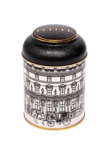 City Pepper Desenli Yuvarlak Metal Kutu, 9 X 11 Cm, 0.6 Lt