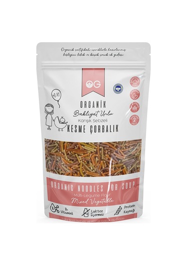 OG natural Organik Karışık Sebzeli Bakliyat Unlu Kesme Çorbalık 200gr +6 Ay