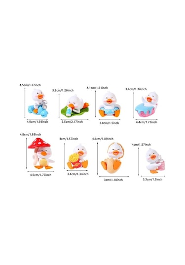 Pazly Suntek Şirin Ördek Mini Küçük Heykel Figürleri Beyaz 8x Hc