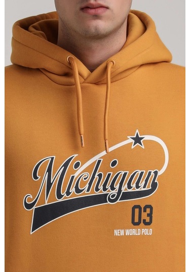 Kapüşonlu Hardal Slim Fit Full-zip Sweatshirt 24fwm64079 HARDAL Hardal