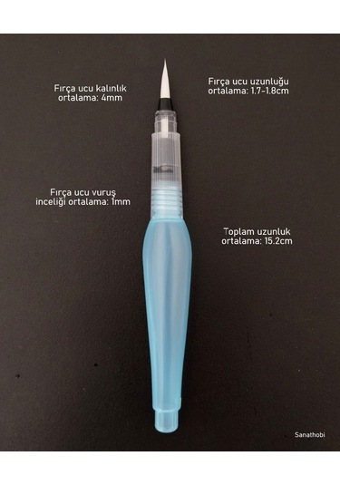 Fırça Uçlu, Brush Pen, Sulu Boya, Su Ve Mürekkep Hazneli, Boyama Kalem Mavi-m Beden