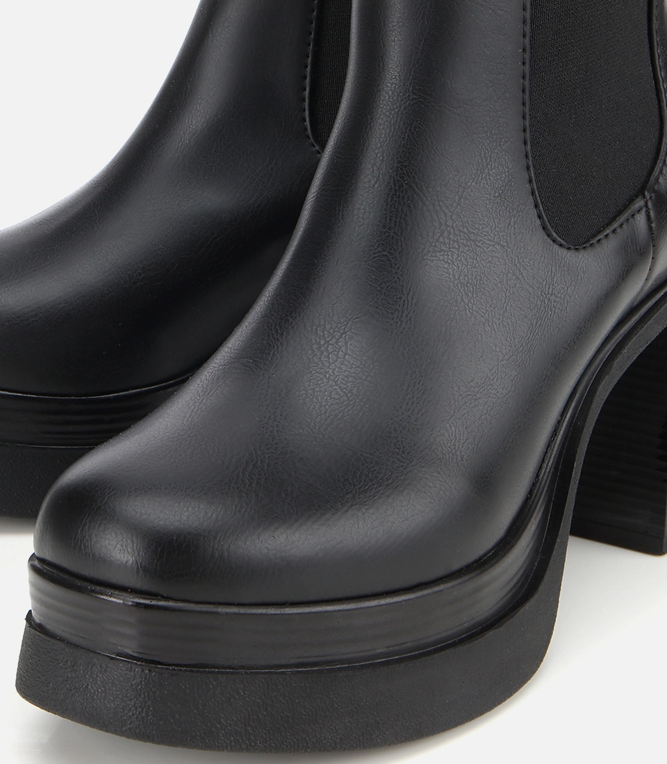 Hotiç Kadın Siyah Lastik Detaylı Kalın Topuklu Bot 01boh315070a100 01boh315070a100 Siyah