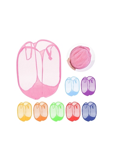 Katlanır Oyuncak Filesi Çamaşır Sepeti Çok Amaçlı Kirli Sepeti Xl Çok Renkli