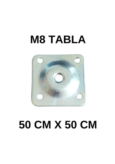 M8 Tabla Metal Kare Tabla Sacı Baza Ayağı Tablası Sehpa Tablası Ince Diş Tabla 50 X 50 Mm 4 Adet Mob