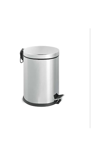 8 Lt Metal Çöp Kovası Pedallı Paslanmaz Gri