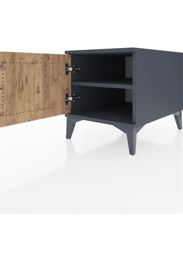 Kronos Komodin Tek Raflı Tek Kapaklı 44x59x48 Antrasit-çam Antrasit