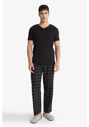 Defacto Regular Fit Cepli Uzun Boy Flanel Alt C6119ax25wnbk81 Siyah