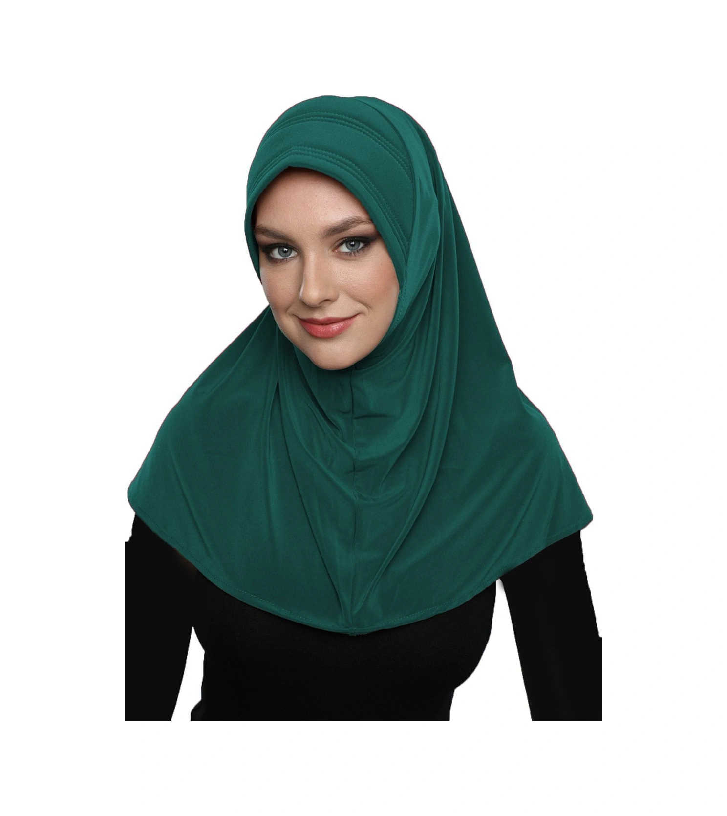 Takmatik Sade Yeşil Hazır Türban Tesettür Havuz Bonesi Namaz Örtüsü Hürrem