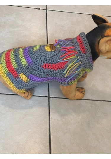 Pati Kedi Köpek Örme Ponponlu Püsküllü Mor Lila Renkli Giyim Pet